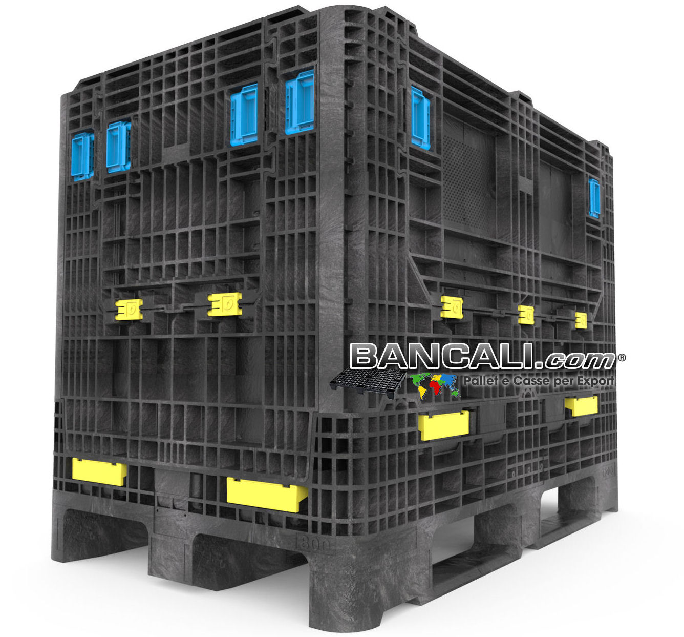 Collapsible Euro size Box 800x1200 h950 mm for Heavy Duty with 4 windows 3 skids